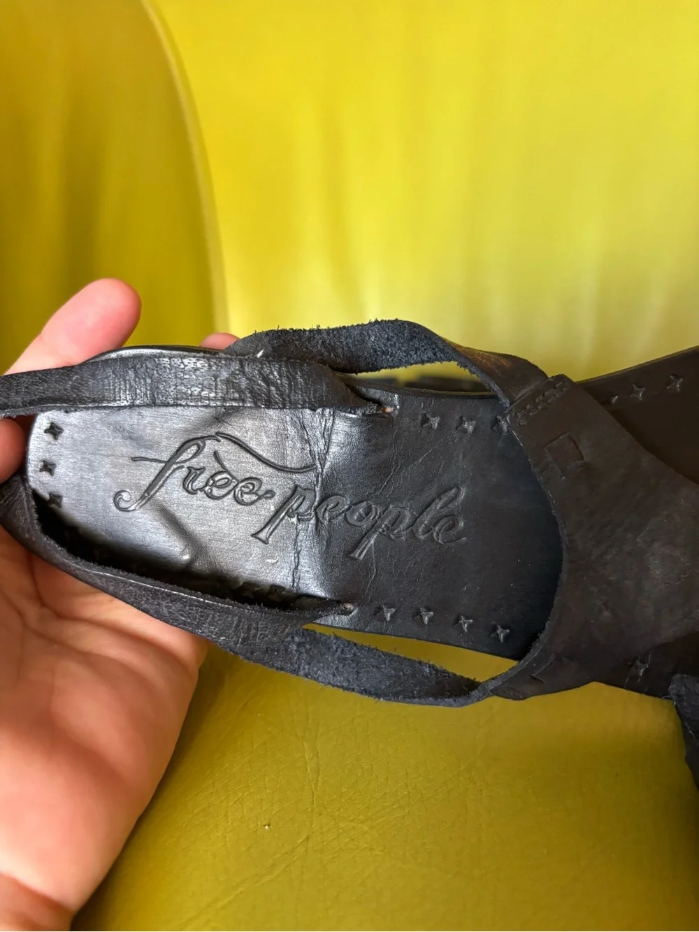 Free People Gladiator Sandals Black Leather Size 36